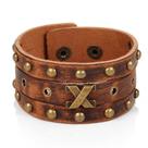 Pulseira Masculina Couro Marrom Tribal Bracelete Masculino Executivo Retrô Viking Punk Rock