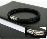 Pulseira Masculina Couro Trançado 6mm Ajustável Fecho Imã Pulseira Masculina Couro Trançado 6mm Ajustável Fecho Imã