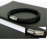 Pulseira Masculina Couro Trançado 6mm Fecho Magnético Forte Pulseira Masculina Couro Trançado 6mm Fecho Magnético Forte