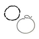 Pulseira Masculina De Aço Inoxidável Com Corrente Cubana E Pedra Natural 4mm - Acessório Casual Hip