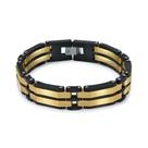 Pulseira masculina de aço inoxidável de 6 camadas com borda inclinada de 21 cm