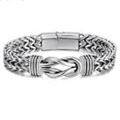 Pulseira masculina de aço inoxidável estilo punk dual chain link