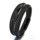 Pulseira Masculina De Couro 3 Voltas Fecho De Imã