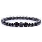 Pulseira Masculina Esferas Com Pedras Hematita Cinza E Preta