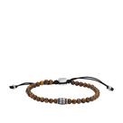 Pulseira masculina Fossil Beaded Tigers Eye, marrom, 25 cm
