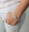 Pulseira Masculina Grumet Grossa 13mm Prata 925 Fecho Gaveta