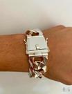 Pulseira Masculina Grumet Grossa Fecho Gaveta Prata 925 22mm Italiana