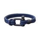 Pulseira Masculina Hiphop Com Fivela Destacável De Aço Inoxidável E Fio Náutico Duplo