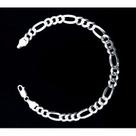 Pulseira Masculina Italiana 3 Em 1 7mm X 21cm Em Prata 925