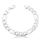 Pulseira Masculina Italiana Flat 11mm Elo 3x1 Prata 925