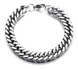 Pulseira Masculina Larga Elo Duplo Grossa 10mm Aço Inox Cirurgico Antialergico 316l