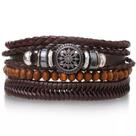 Pulseira masculina material sintético e inox com imã marrom