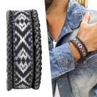 Pulseira Masculina Preta Indígena Tribal Ajustável