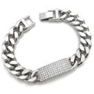 Pulseira Masculina Titan Placa Cravejada Zircônia Em Aço Ice