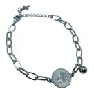 Pulseira Medalha de São Bento Aço Inox Prateado