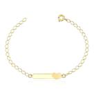 Pulseira melindrosa coração com nome infantil ouro 10k m21 Pulseira melindrosa coração com nome infantil ouro 10k m21