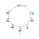 Pulseira Miçangas Azul e Laranja Aço Inox