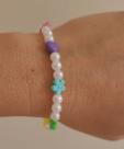 Pulseira Miçangas brancas e enfeites Tamanho G