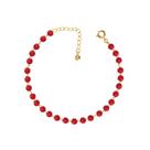 Pulseira Miçangas Vermelha Folheado A Ouro 18k