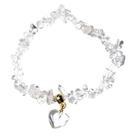 Pulseira Mini Coração Pedra Cristal Cascalho Silicone