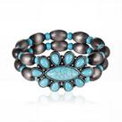 Pulseira Montana West Navajo com miçangas turquesa 20x4cm