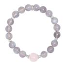Pulseira Moonstone e quartzo rosa para mulheres em prata esterlina Pulseira Moonstone e quartzo rosa para mulheres em prata esterlina