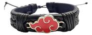 Pulseira Naruto Akatsuki De Couro Nuvem Vermelha Anime Otaku Uchira