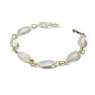 Pulseira Navete Pedra da Lua Ranhurado Elo Dourado