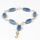 Pulseira Navete Ranhurado Quartzo Azul Dourado - Atacado