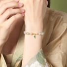 Pulseira Nephrite Beaded para mulheres com prata esterlina Pulseira Nephrite Beaded para mulheres com prata esterlina