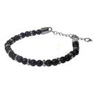 Pulseira Nordic Dag Pedra Arenito Azul Escuro 6mm Aço 19cm+4cm