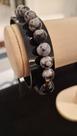 Pulseira nordic dragun pedra obsidiana floco de neve 8mm Ágata negra 10mm