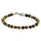 Pulseira Nordic Runa Pedra Olho de Tigre 6mm Aço 19cm+4cm