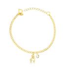 Pulseira Nota Musical Com Ponto De Luz Folheada A Ouro