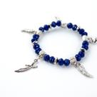 Pulseira Ogum Azul Escuro Penduricalhos Cristal Silicone