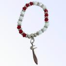 Pulseira Ogum vermelha e branco cristal e silicone