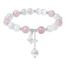 Pulseira Olho de Gato e Quartzo Rosa para Mulheres em Prata 925 Pulseira Olho de Gato e Quartzo Rosa para Mulheres em Prata 925