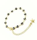Pulseira Olho Grego 20cm Pingente Estrela Banho Ouro 18k 3124