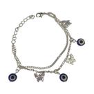 Pulseira Olho Grego Azul Corrente Regulável Prateada