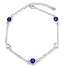 Pulseira Olho Grego Azul Tradicional e Zirconia Banhada a Prata Semijoia
