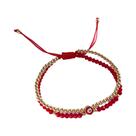 Pulseira Olho Grego Banhada a Ouro Para Mulheres, Multicamadas Com Contas De 3mm E Cristal Vermelho,