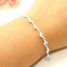 Pulseira Olho Grego Branco Pequeno Prata Legítima 925