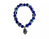 Pulseira Olho Grego e Pingente mão de Fátima hamsa esoterica talisma