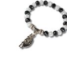 Pulseira Omolu Pingente Preta e Branca Cristal e Silicone