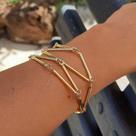 Pulseira origami dourada banho de ouro