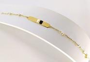 Pulseira Ouro 18k 750 Bebê Chapinha Com Pérolas 13cm
