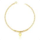 Pulseira Ouro 18k Elo Português Com Coração