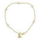 Pulseira Ouro 18k Elo Português com Pérolas Shell e Pingente Espírito Santo 14 cm Pulseira Ouro 18k Elo Português com Pérolas Shell e Pingente Espírito Santo 14 cm