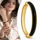 Pulseira Ouro Acrílico Preto Bracelete Dourado
