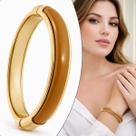 Pulseira Ouro Bracelete Acrílico Marrom Minimalista